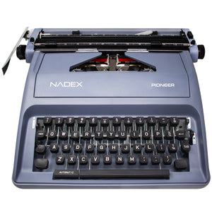 Nadex Pioneer Manual Typewriter, Durable Travel Case Included, Gray