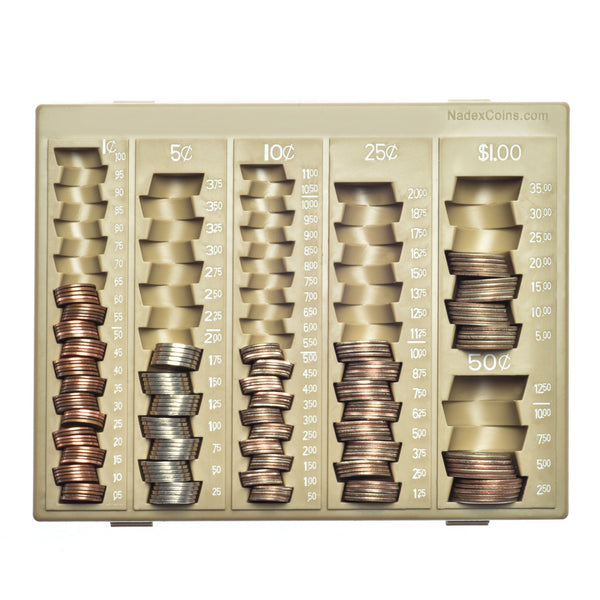 Nadex coin handling tray beige for loose coin counting and sorting at retail