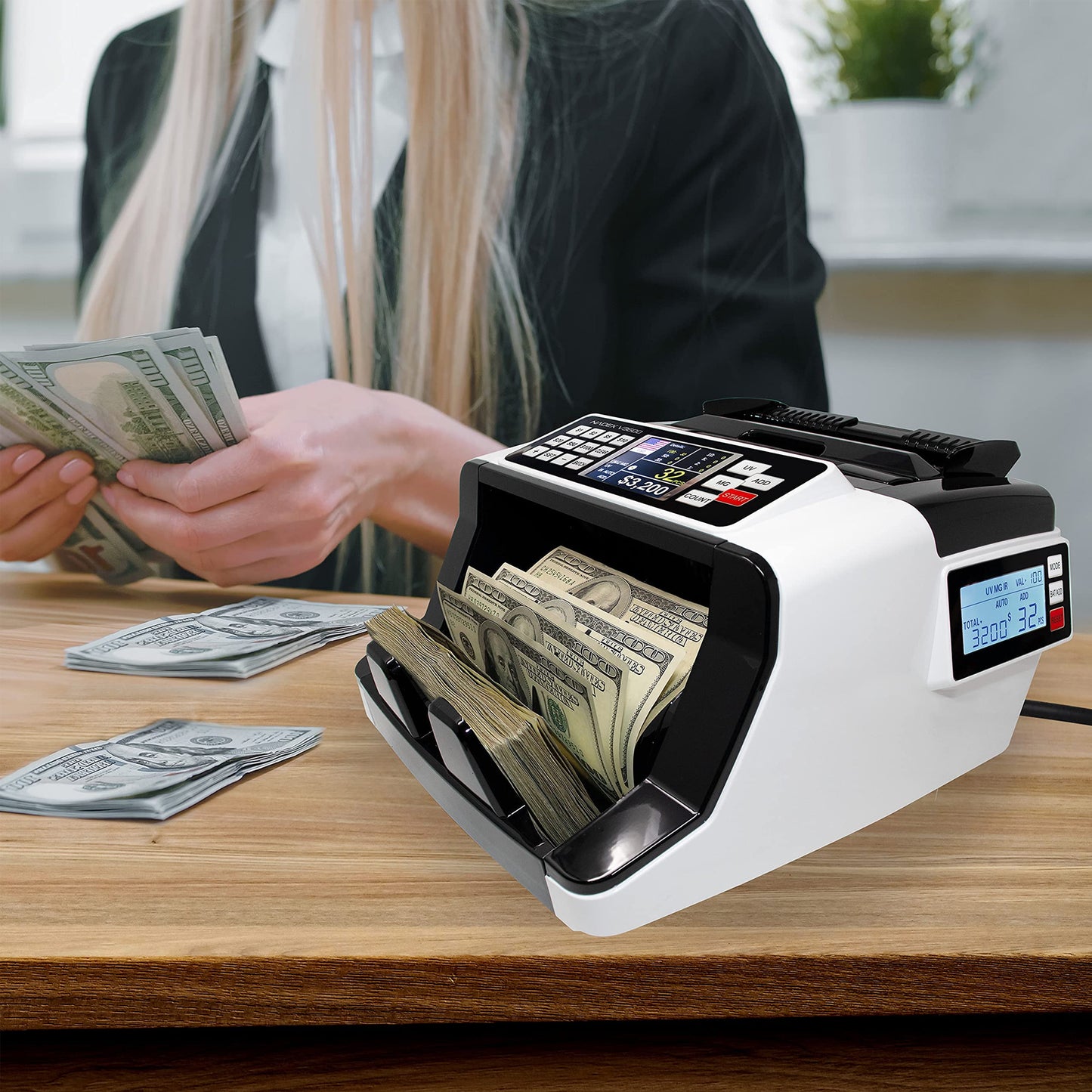 Nadex V3600 Value Display Money Counter and Counterfeit Detector, High Speed Bill Counter