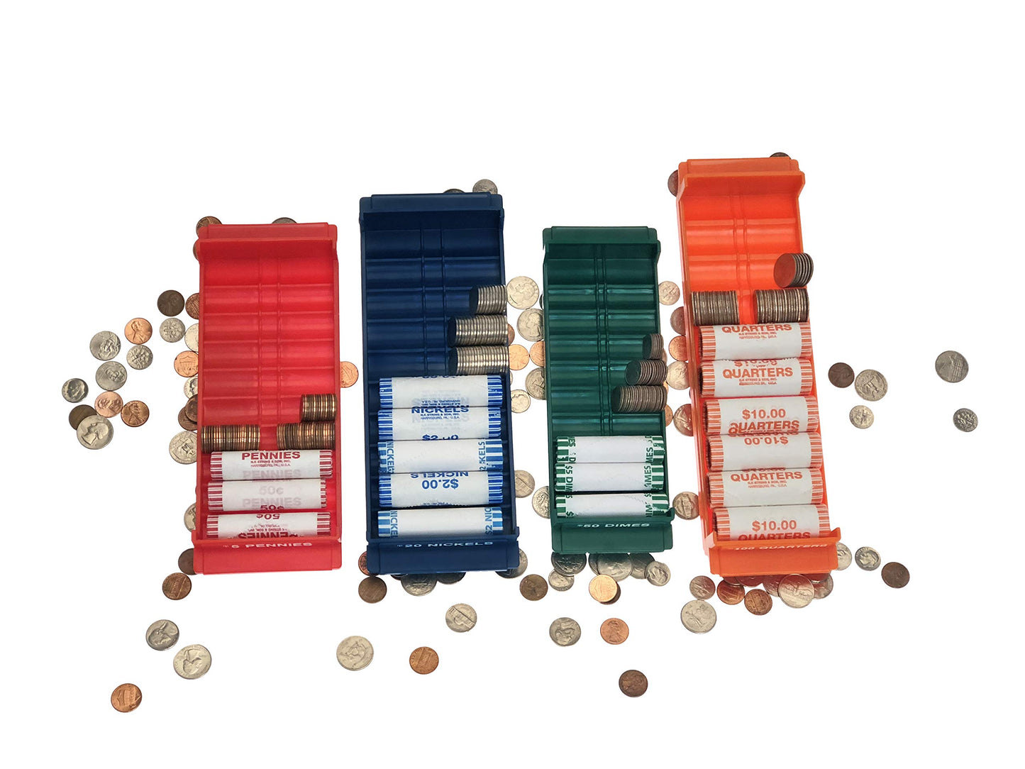 Rolled Coin Storage Organizer Tray Set with Ridges for Loose Coins