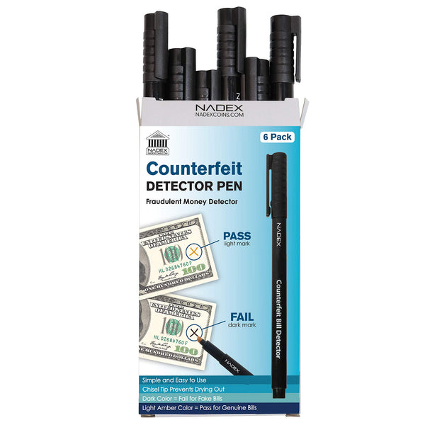 Nadex counterfeit pen 6 pack for detecting fake bills at retail checkout