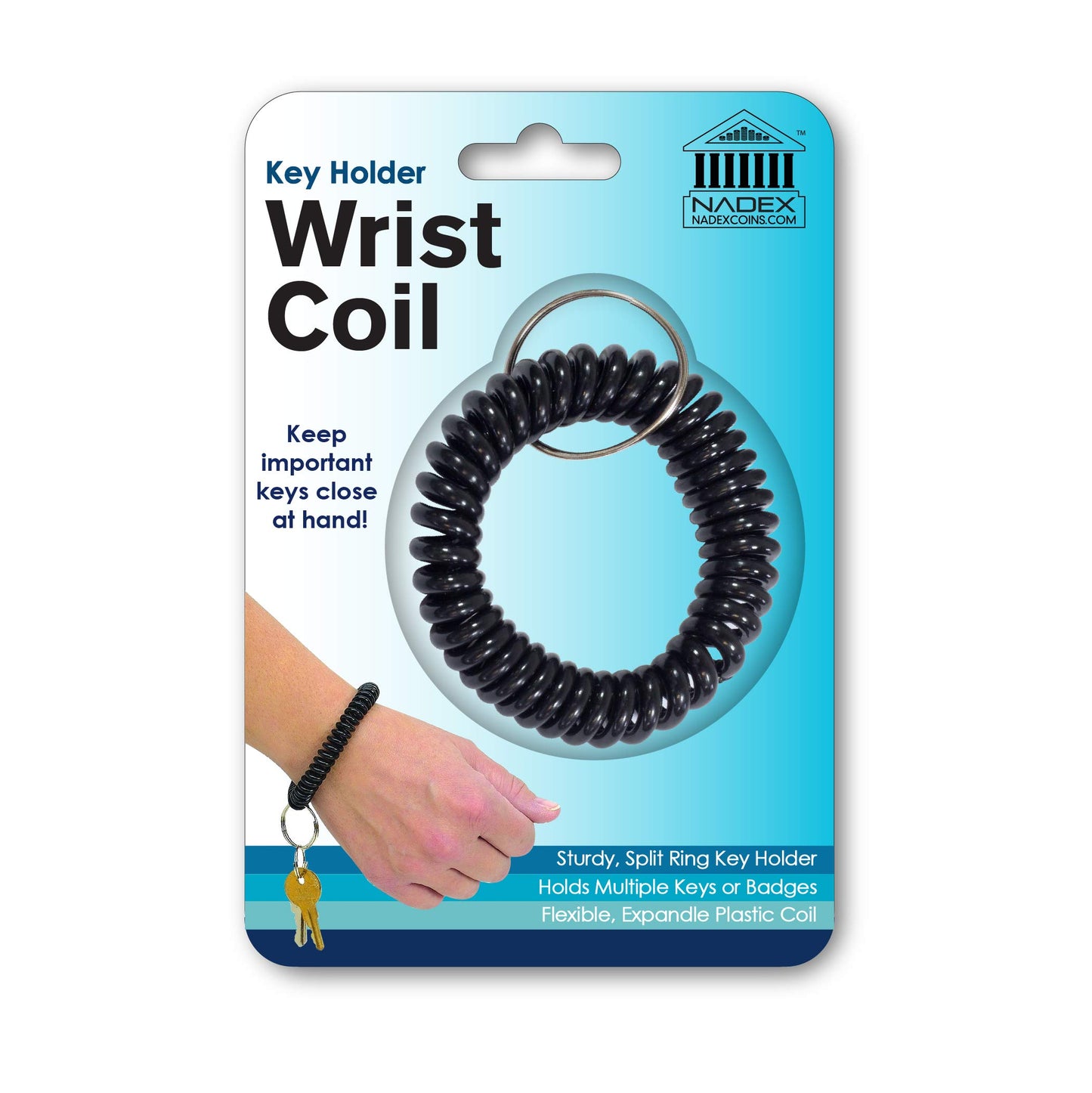 Black Wrist Key Coil, 1-Pack
