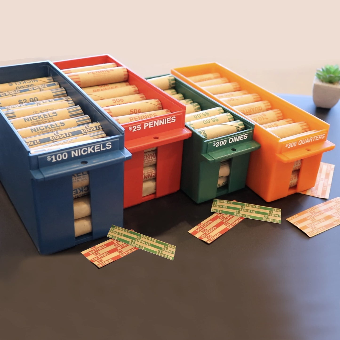 Rolled Coins Storage Boxes with Lockable Covers