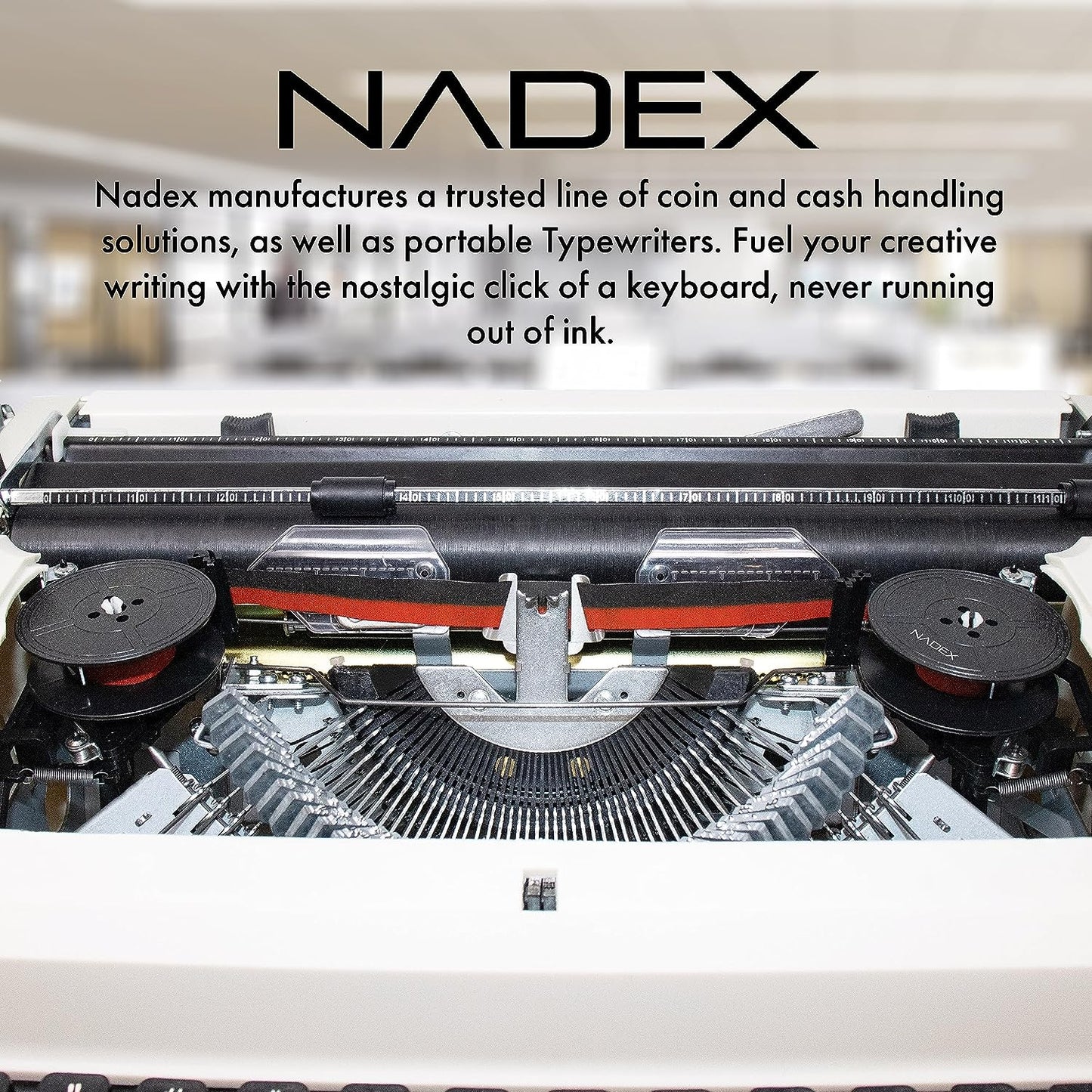 Nadex Typewriter Ribbon Twin Spool for Vintage Manual Typewriters, Red/Black