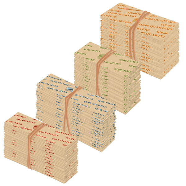 Nadex 300 pack flat italic coin wrappers for US coin roll storage