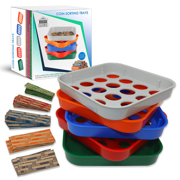 Nadex 5 quick sort coin organizing and sorting trays set for US coin denominations