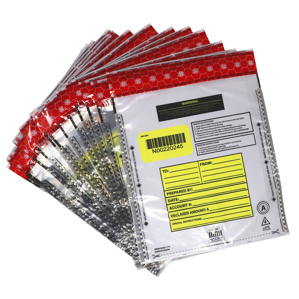 Nadex 9x12 clear deposit bags 25 pack tamper evident for cash drops