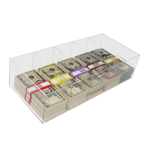 Nadex acrylic currency tray for organising bills at retail cash register