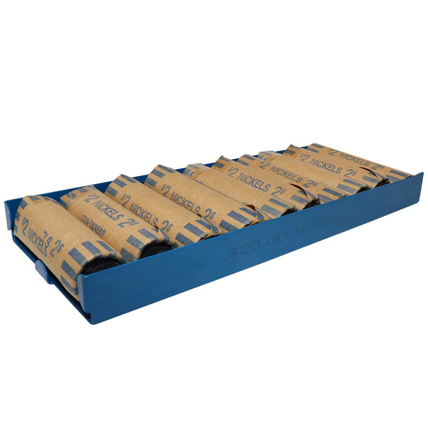 Nadex aluminium coin tray for nickels blue ABA color coded for cash handling