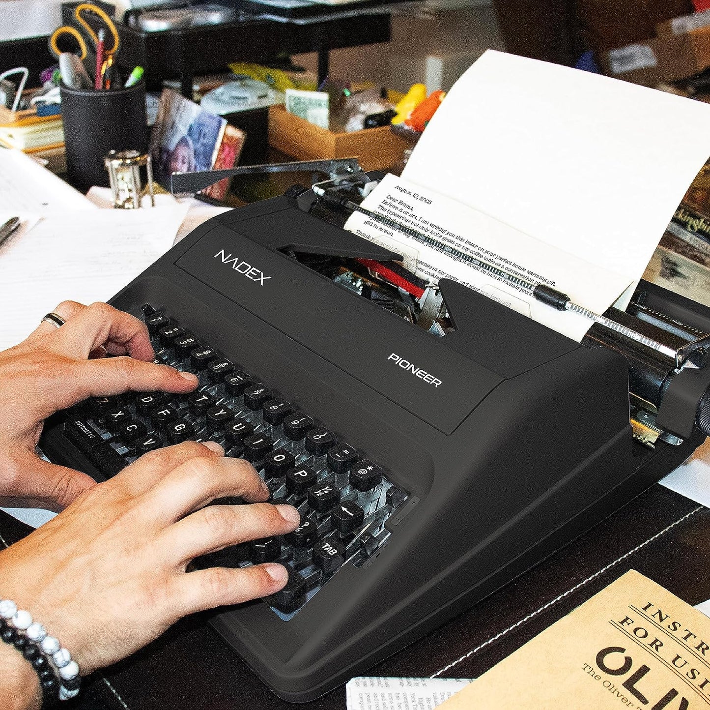 Nadex Typewriter Ribbon Twin Spool for Vintage Manual Typewriters, Red/Black