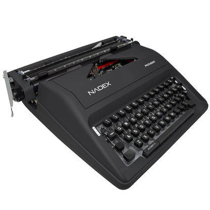 Nadex Pioneer Manual Typewriter, Durable Travel Case Included, Black