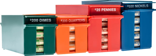Nadex rolled coins storage boxes with lockable covers for secure coin roll storage