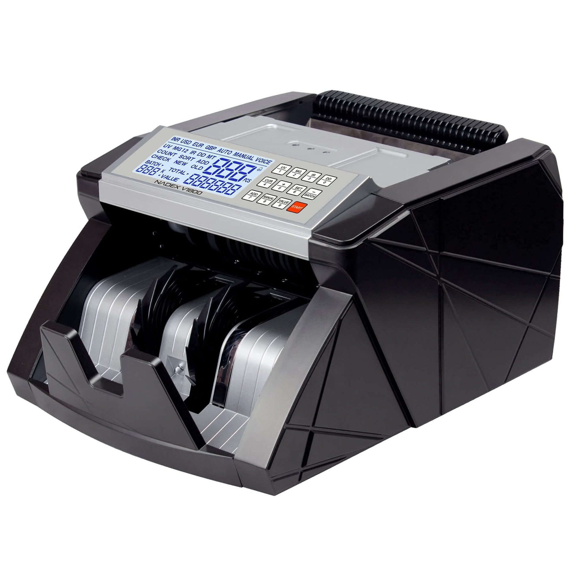 Nadex V1800 bill counter red alert display detecting counterfeit bill